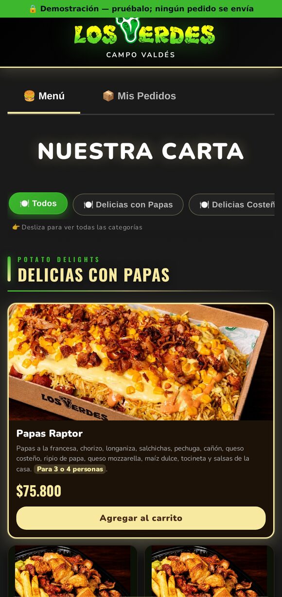 Menú de Los Verdes